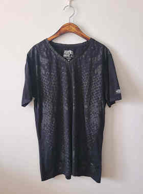 美国潮牌Prps夏季潮流男士短袖V领T恤 纯色暗纹印花休闲