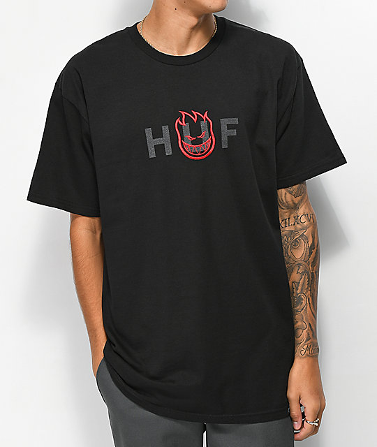 现货 美国 HUF x Spitfire小火人联名款 街头潮牌滑板 短袖T恤