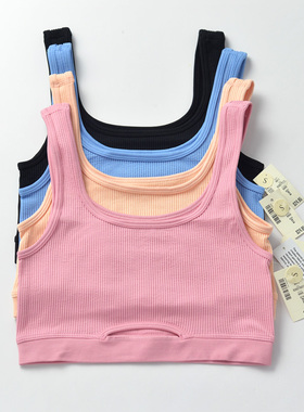 大厂优质出口原单层少女内衣背心式文胸无海绵U型bra舒适学生抹胸