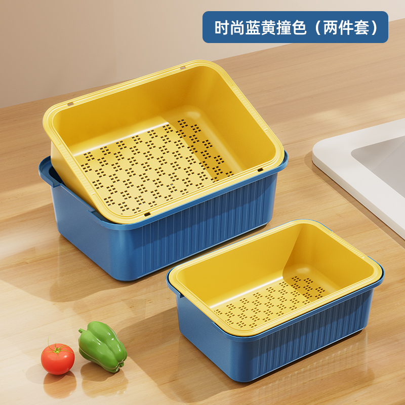 沥水篮养乌龟双层长方形洗菜盆子厨房水槽酒店用品果水池干湿分离