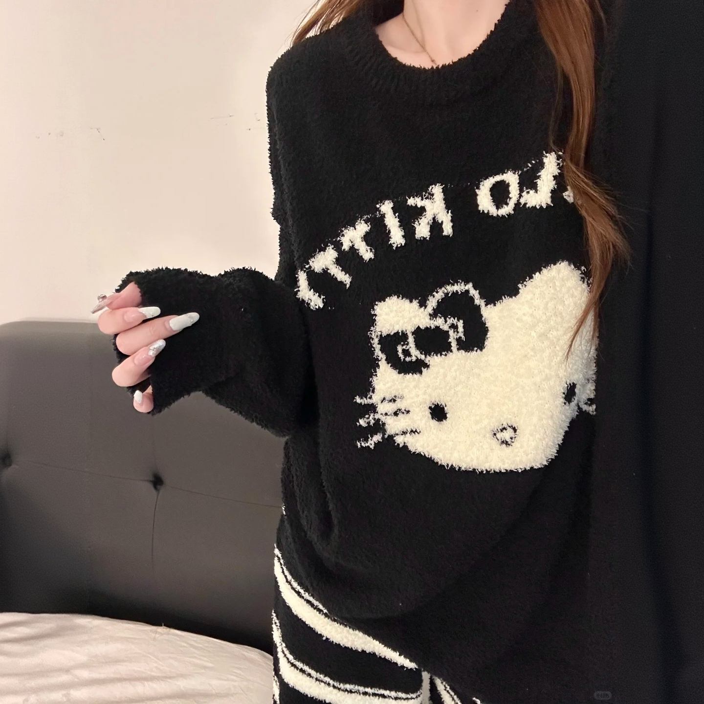 卡通印花珊瑚绒睡衣女冬季加厚保暖甜美可爱家居服套装休闲可外穿