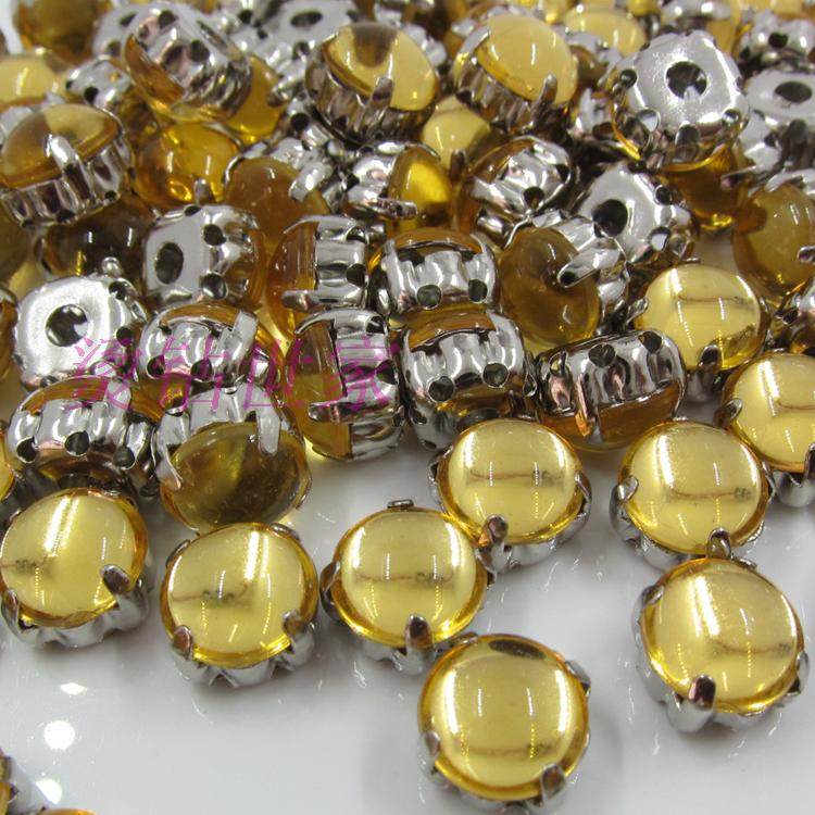 浅桔黄半圆台湾亚克力手缝爪钻diy材料服饰 透镜元件磁铁分离中式