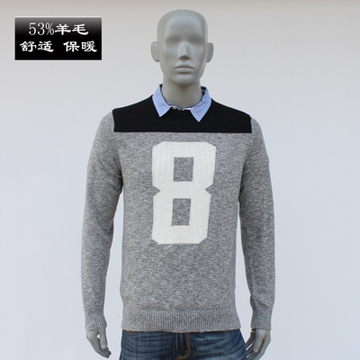 包邮针织衫佐丹奴羊毛男套头圆领
