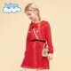 包邮 baleno junior童装 连衣裙长袖 蕾丝公主裙生日本命年红色裙子