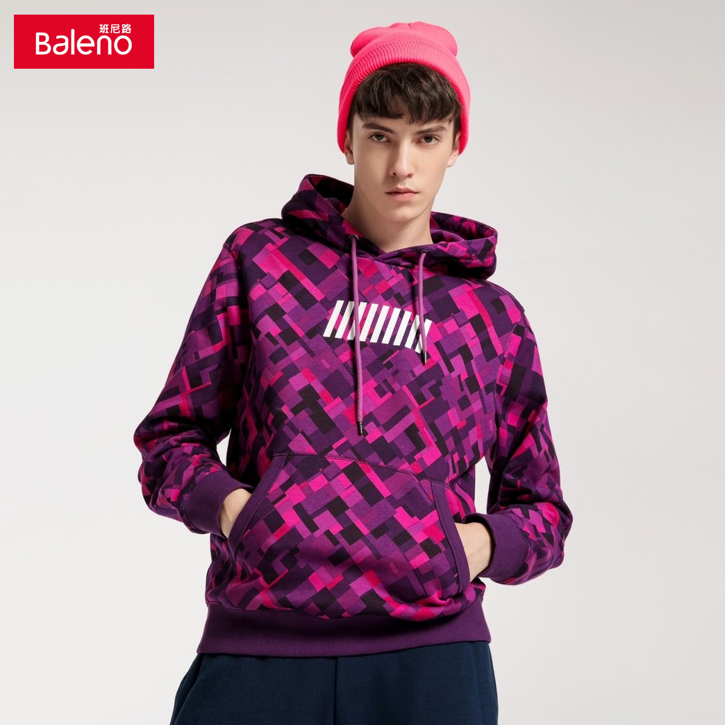 Baleno纯棉男卫衣套头连帽加绒