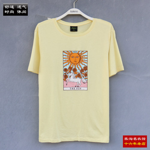 包邮 班尼路女装印花t恤圆领棉质薄款休闲短袖Tee 8721101L481