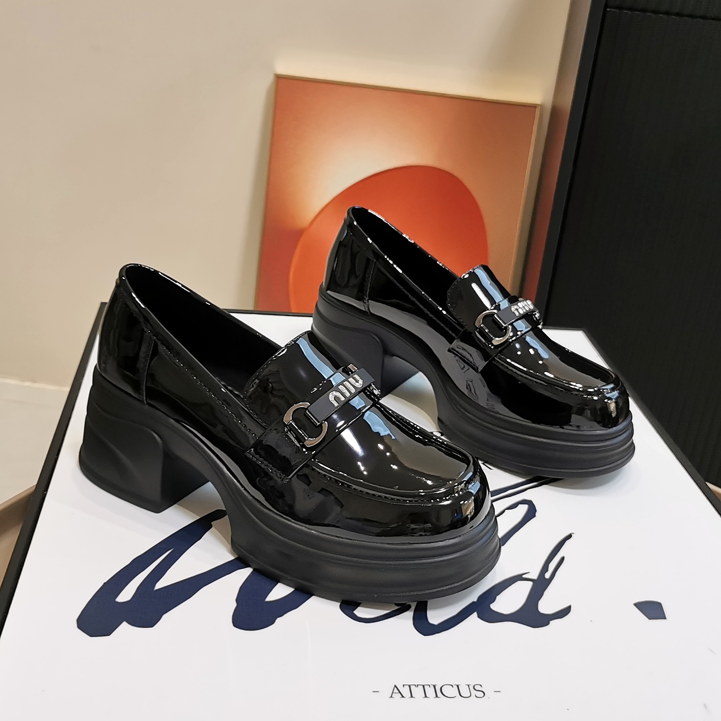 厚底百搭乐福鞋一脚蹬漆皮小皮鞋