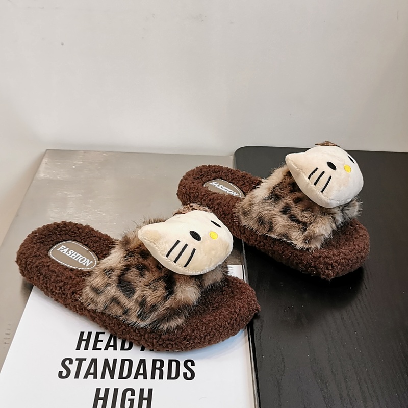 网红爆款kt猫毛毛拖舒适保暖外穿