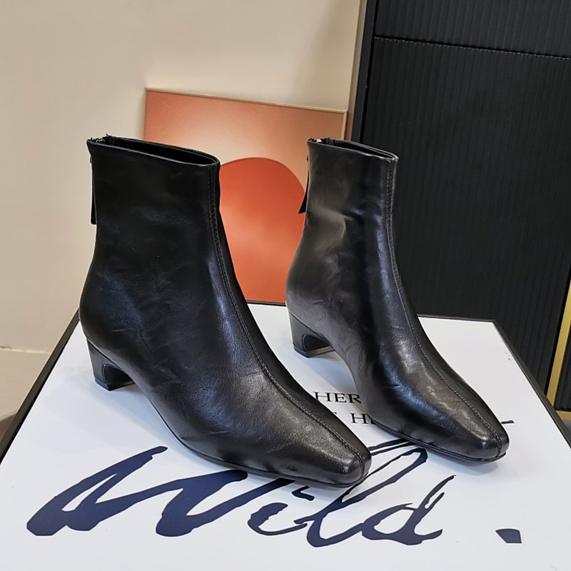 法式复古短靴女2025秋季新款通勤百搭时装靴气质粗跟后拉链瘦瘦靴,女鞋,时装靴,淘宝优惠券,粉丝福利购,淘宝优惠卷