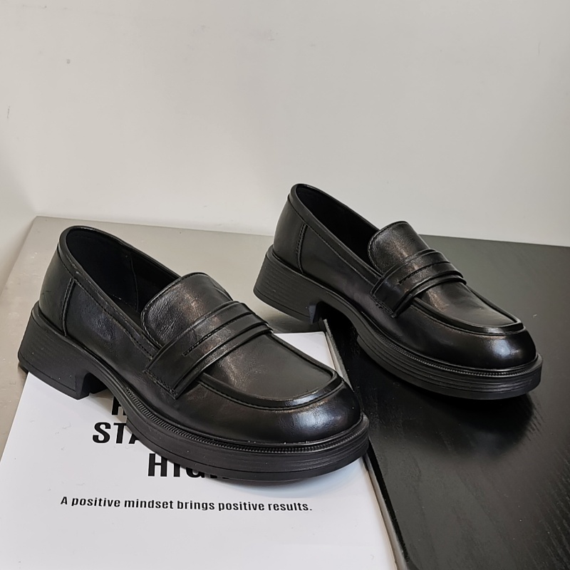 简约黑色一脚蹬英伦风单鞋乐福鞋