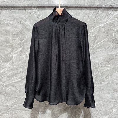 设计师款天丝衬衫长袖女新款花苞