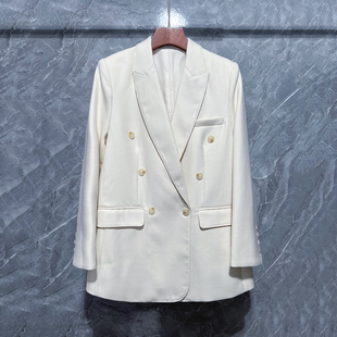 女主持人面试正装 2026秋高级感双排扣宽松版 外套英伦风ol通勤西装