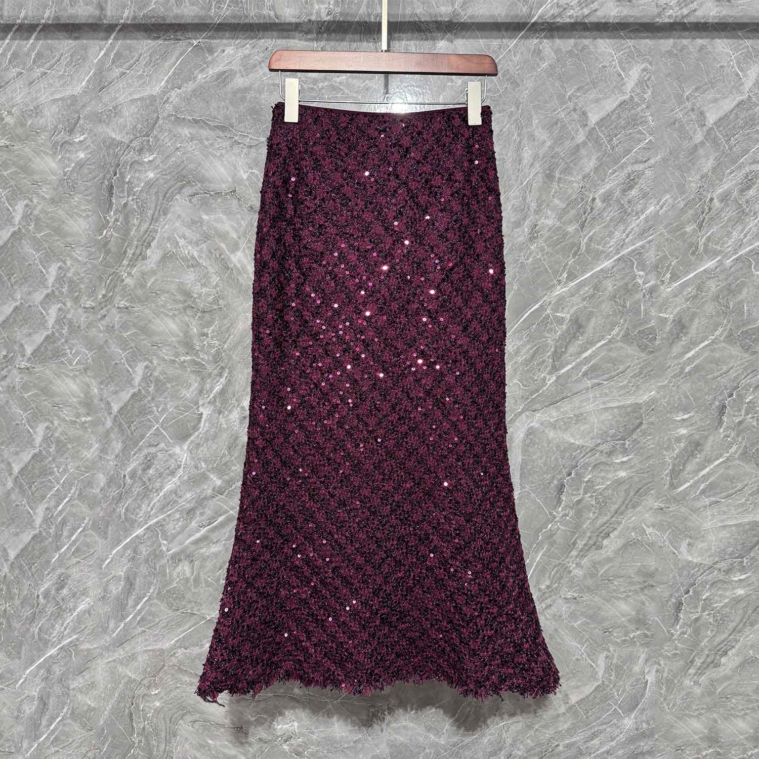 名媛气质粗花呢流苏亮片裙子女