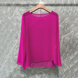 上衣夏季 罩衫 新款 长袖 女 冰丝防晒衫 设计感宽松遮肉显瘦糖果色薄款