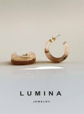 「LUMINA」美拉德港风高级气质冷淡风ins渲染透色亚克力圈圈耳环