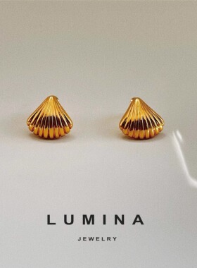 「LUMINA」韩国ins博主fever同款复古简约高级贝壳925银耳环耳钉