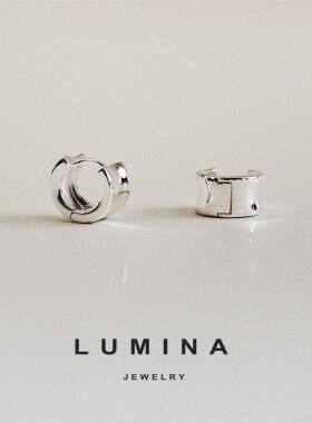 「LUMINA」日韩通体纯银极简小巧个性时髦百搭弧面圆圈耳扣耳环