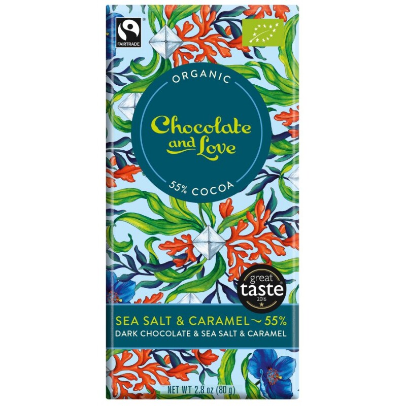 英国代购零食礼品Chocolate & Love50%可可海盐榛子牛奶巧克力80g
