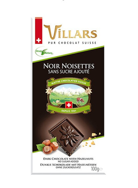 瑞士进口零食礼品Villars维拉斯香草微苦黑巧克力排块85%可可100g