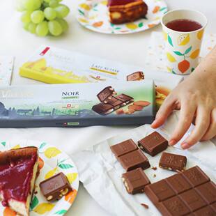 瑞士进口零食礼品 Villars榛子焦糖杏仁夹心牛奶黑巧克力排块300g