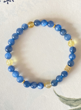 天然蓝晶石手串黄水晶手链7A级净体新中式手饰品国风新年礼物女生