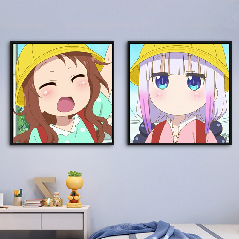 手绘填色画可爱动漫人物装饰画diy数字油画 康娜酱小林家的龙女仆