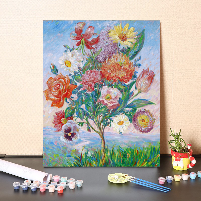 数字油画手绘diy世界名画植物和花卉城市场景装饰画打发时间休闲