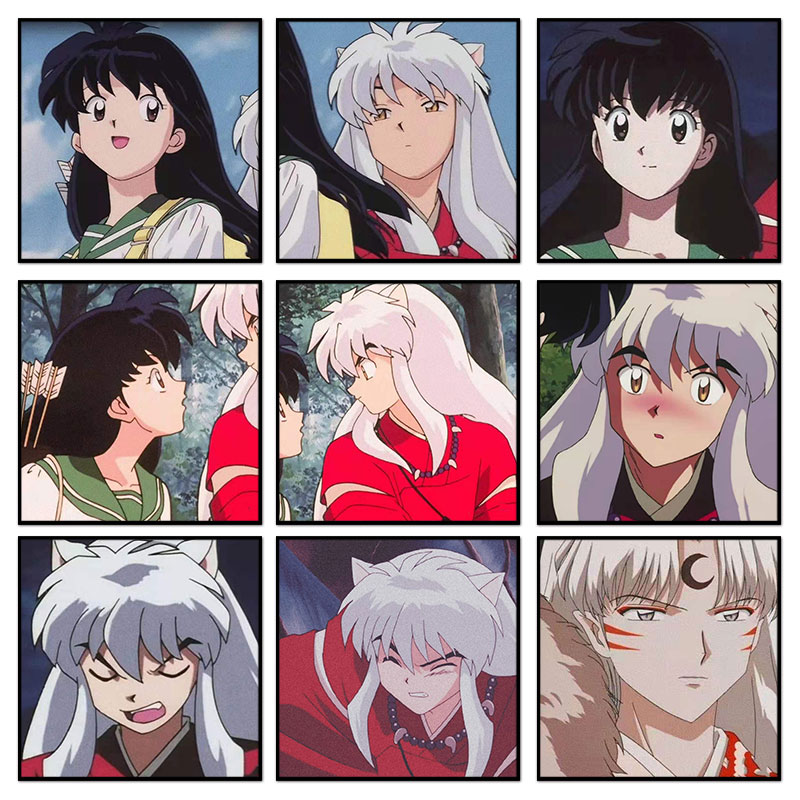 学生创意手工填色丙烯画动漫人物diy数字油画 犬夜叉杀生丸装饰画