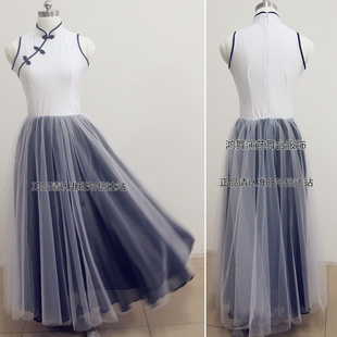 潮头盼现代舞蹈演出服装水墨渐变当代舞蹈飘逸纱裙定做成人舞台装