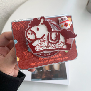 新年红 6防摔保护套ZFLIP6 烟花小马皮质磁吸手机壳适用于华为Purax阔折叠屏硬壳POCKET2翻盖三星zflip7