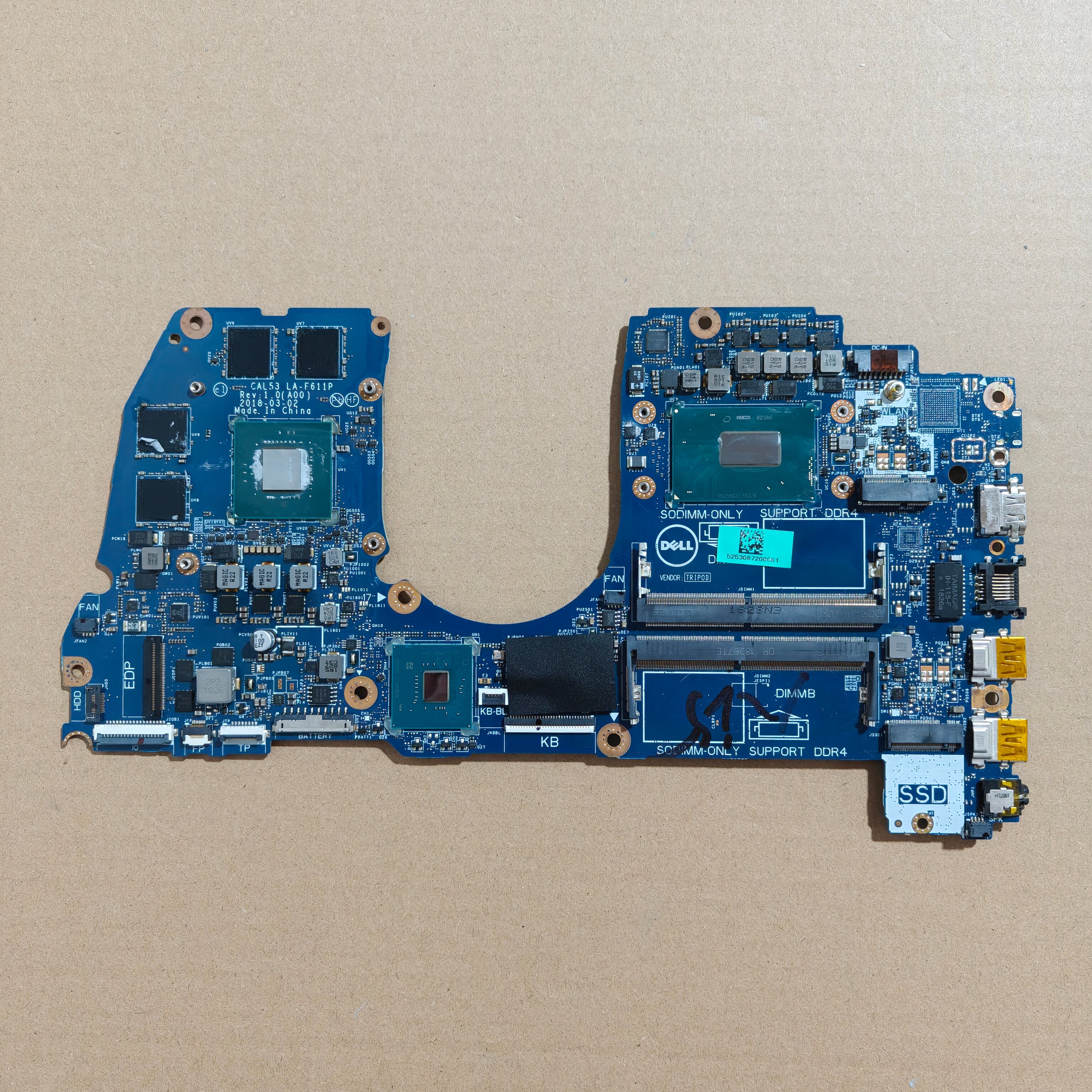 Dell/戴尔 游匣 15 G3 3579 主板 LA-F611P 八代 GTX1050/TI 1060 - 实物图