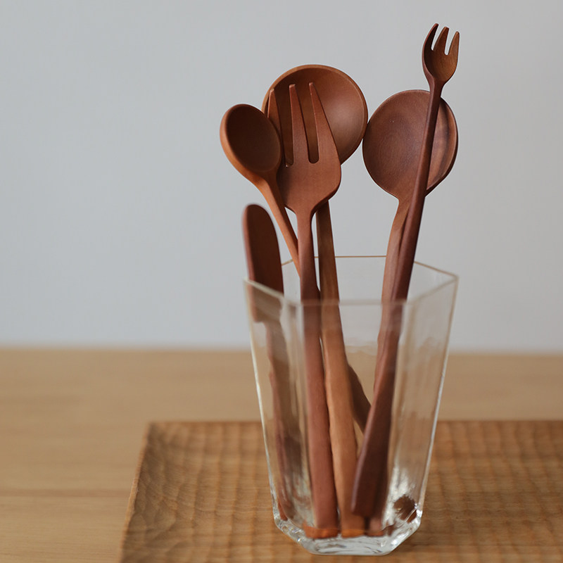 日本木勺子纯手作餐叉无腊无漆