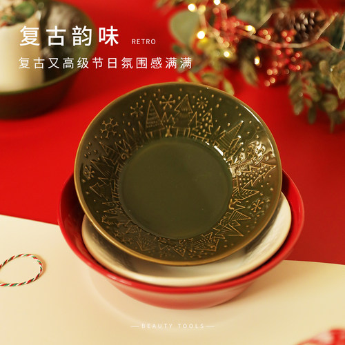 圣诞餐具碗复古窑变面碗高档精致