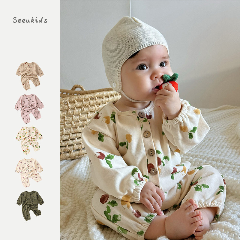 2025秋季新款韩版ins风婴儿水果印花连体衣男女宝宝长袖外穿爬服,童装/婴儿装/亲子装,连身衣/爬服/哈衣,淘宝优惠券,粉丝福利购,淘宝优惠卷