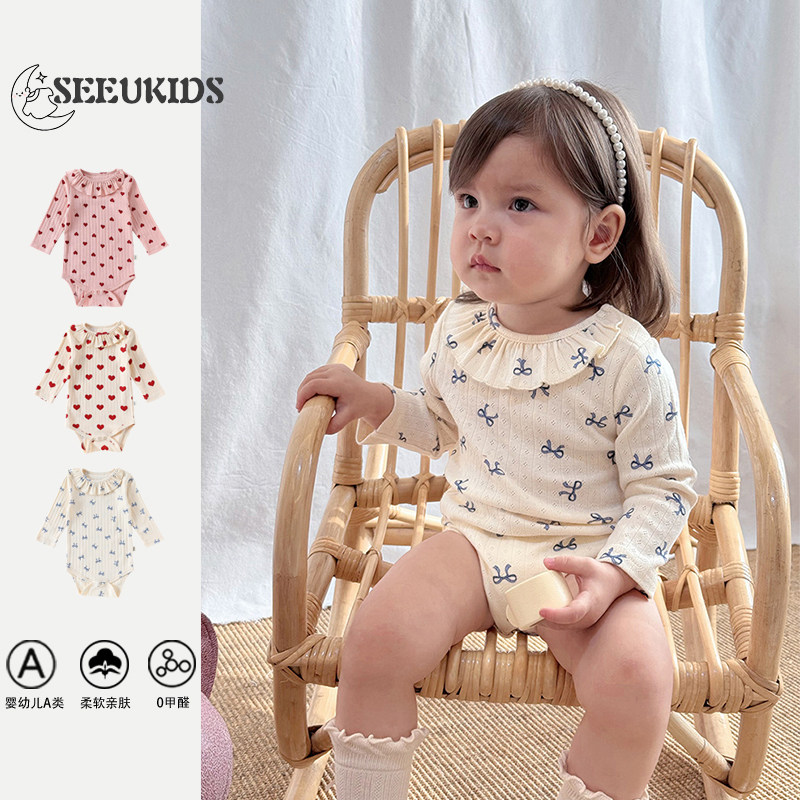 2025秋季新品女宝宝满印荷叶领长袖爬服婴幼儿北欧风可爱居家哈衣,童装/婴儿装/亲子装,家居服连体衣,淘宝优惠券,粉丝福利购,淘宝优惠卷