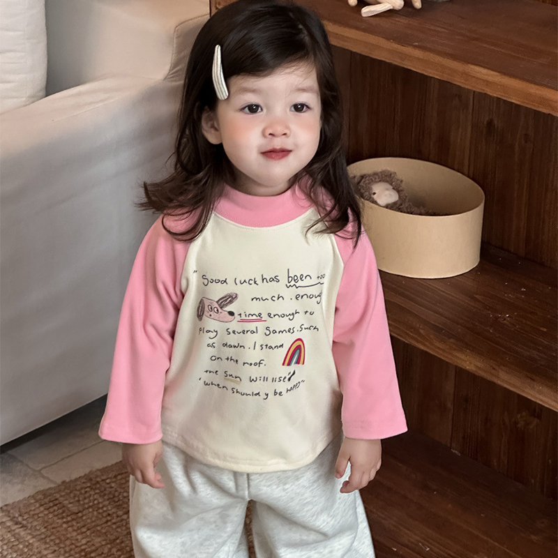 小宝宝秋冬装2025新款韩版童装儿童服装冬季女童加厚卫衣卫裤套装