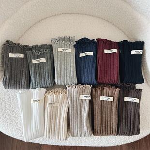 女童无跟袜2025春季 儿童可爱中筒袜纯色袜子婴儿宝宝过膝棉袜 新款