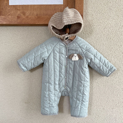 2025秋冬新款婴幼儿加厚宝宝可爱长袖卡通外穿儿童夹棉连体衣爬服