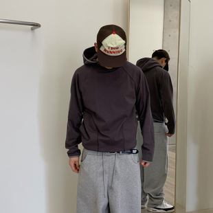 韩国东大门代购春季新款时尚轻奢斜拉链连帽衫男士机能风套头卫衣