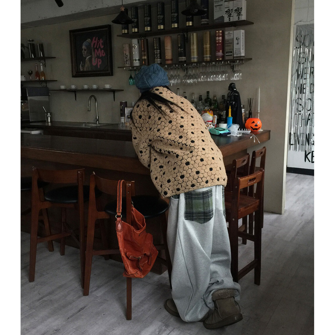 韩国东大门代购冬季时尚加绒保暖格子拼接口袋男女同款运动休闲裤,男装,休闲裤,淘宝优惠券,粉丝福利购,淘宝优惠卷