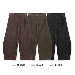 韩国东大门代购 男 PULSE直播高品街头潮流灯芯绒弧形剪裁休闲裤