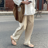 韩国东大门代购 男 单掐褶慵懒风直筒休闲裤 dear王炸薄款 尼龙时尚