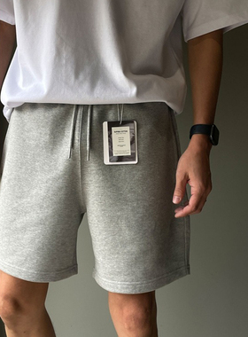 韩国男装代购直播LAINE高档匹马棉夏休闲短裤7色重工宽松直筒运动