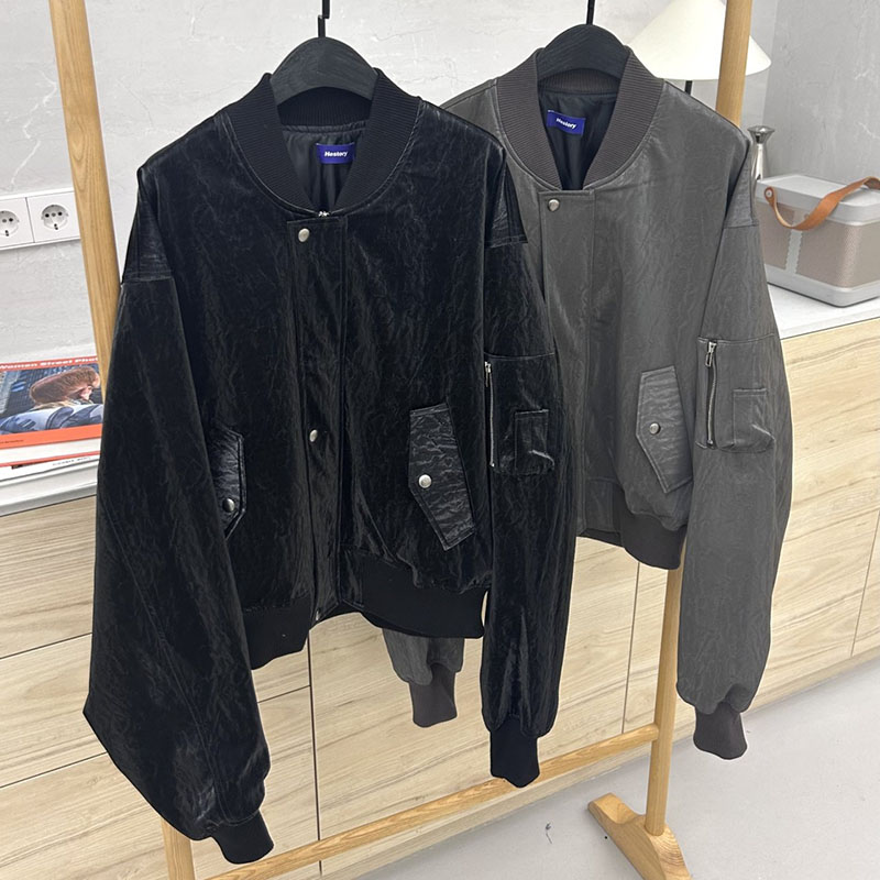 ANAN韩国东大门代购棒球领宽松长袖飞行夹克休闲春秋季显瘦外套男