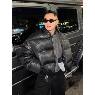 韩国东大门代购冬季时尚高档立领可收腰短款空气羽绒服夹克外套男