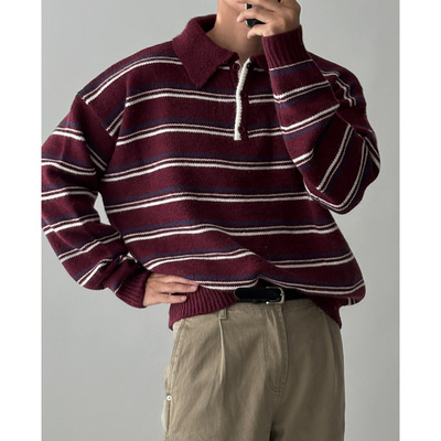 韩国代购男装轻熟针织POLO衫毛衣