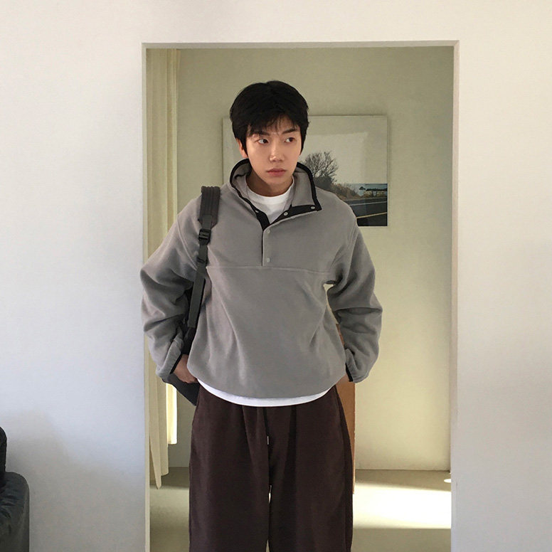 韩国东大门代购秋冬时尚男女款抓绒暗扣立领休闲卫衣长袖T恤衫,男装,卫衣,淘宝优惠券,粉丝福利购,淘宝优惠卷