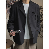 简约领单排扣宽松廓形休闲西服外套男 高档时尚 韩国东大门代购 春季