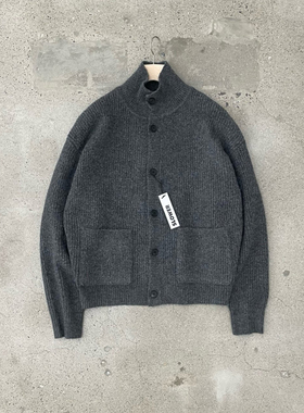 韩国东大门代购SLOWER秋冬高品时尚重工高领系扣针织开衫毛衣男