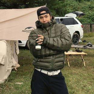 ANAN韩国东大门代购 轻量拉链连帽棉服秋冬保暖休闲外套男 宽松长袖